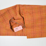 Orange, Green + Pink Plaid 100% Wool Woven Fabric - 60" x 66"