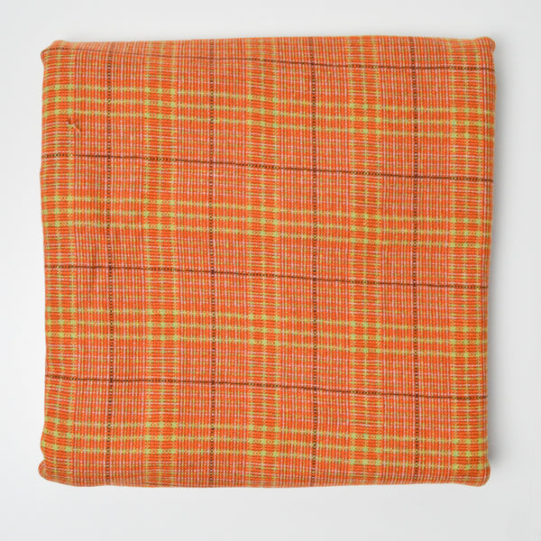 Orange, Green + Pink Plaid 100% Wool Woven Fabric - 60" x 66"