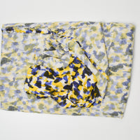 White, Yellow + Blue Abstract Print Lightweight Flowy Woven Fabric - 60" x 106"