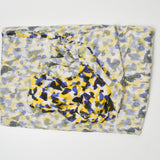 White, Yellow + Blue Abstract Print Lightweight Flowy Woven Fabric - 60" x 106"