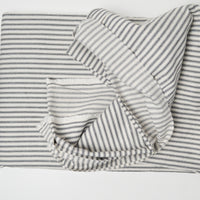 Gray + White Striped Ticking Woven Fabric - 46" x 164"