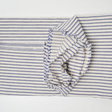 Blue + White Striped Ticking Woven Fabric - 58" x 60"