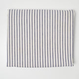 Blue + White Striped Ticking Woven Fabric - 58" x 60"