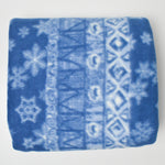 Blue + White Snowflake Print Fleece Fabric - 64" x 66"