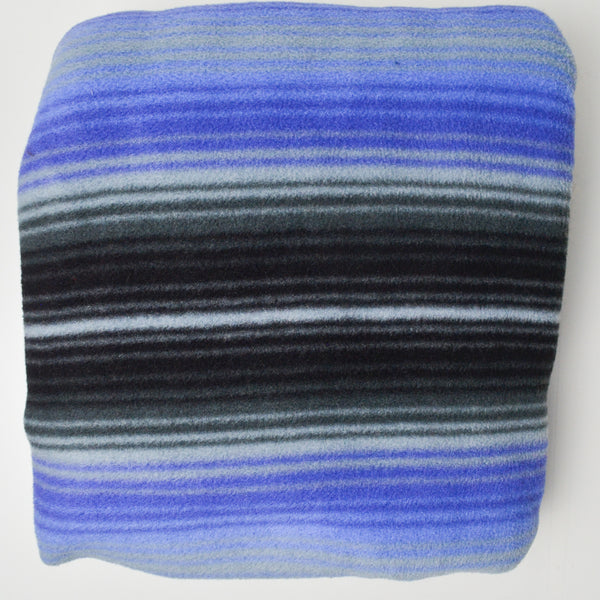 Blue, Gray + Black Gradient Striped Print Fleece Fabric - 55" x 68" + Extra