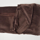 Brown Striped Velveteen Woven Upholstery Fabric - 56" x 116"