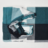 Teal, Black + White Plaid Flannel Woven Fabric - 44" x 72"