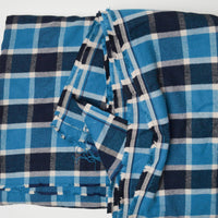 Blue, Navy + White Plaid Flannel Woven Fabric - 58" x 108"