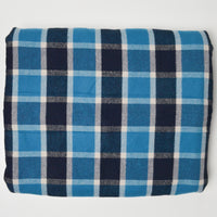 Blue, Navy + White Plaid Flannel Woven Fabric - 58" x 108"