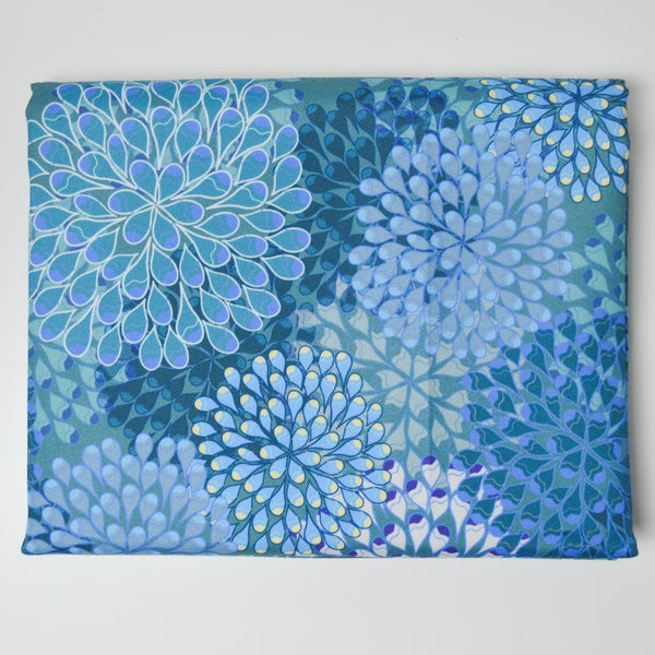 Blue Mandala Floral Print Nylon Woven Outdoor Fabric - 60" x 76"