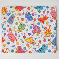 Rainbow Cat + Yarn Print Quilting Weight Woven Fabric - 44" x 112"