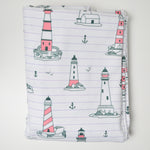 Purple, Green + Pink Lighthouse Print Polyester Canvas Woven Fabric - 60" x 200"