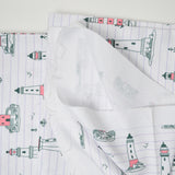 Purple, Green + Pink Lighthouse Print Polyester Canvas Woven Fabric - 60" x 200"