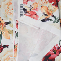 Large Red + Orange Floral Print Polyester Canvas Woven Fabric - 60" x 184"