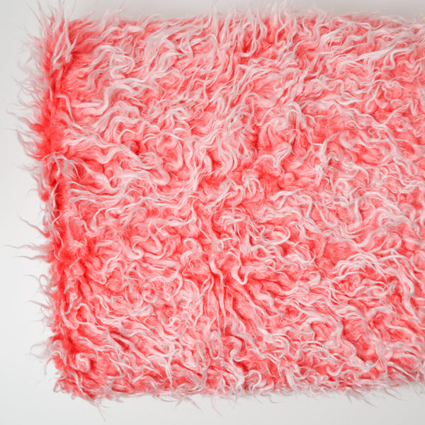 Bright Pink Faux Long Pile Faux Fur/Shearling Fabric - 40" x 60"