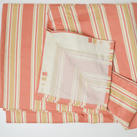 Coral + Beige Striped Woven Drapery Fabric - 52" x 100" (Hemmed)