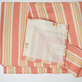Coral + Beige Striped Woven Drapery Fabric - 52" x 100" (Hemmed)