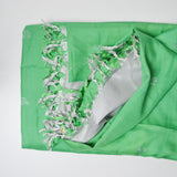 Green + Silver Silky Rooster Pattern Jacquard Woven Fabric - 26" x 208"
