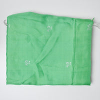 Green + Silver Silky Rooster Pattern Jacquard Woven Fabric - 26" x 208"