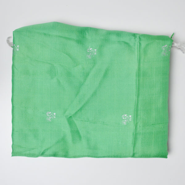 Green + Silver Silky Rooster Pattern Jacquard Woven Fabric - 26" x 208"