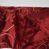 Red + Golden Brown Embroidery Textured Silky Woven Fabric - 60" x 148"