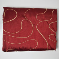 Red + Golden Brown Embroidery Textured Silky Woven Fabric - 60" x 148"