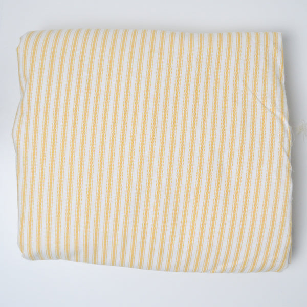 Yellow + White Striped Medium-Weight Woven Fabric.- 78" x 104"