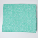 Bright Teal + White Small Floral Grid Print Woven Fabric - 43" x 132"