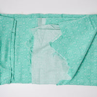 Bright Teal + White Small Floral Grid Print Woven Fabric - 43" x 132"