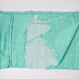 Bright Teal + White Small Floral Grid Print Woven Fabric - 43" x 132"