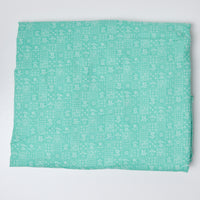 Bright Teal + White Small Floral Grid Print Woven Fabric - 43" x 132"
