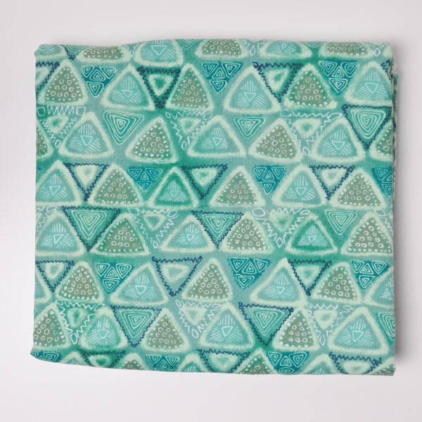 Green Triangle Print Quilting Weight Woven Fabric - 43" x 114"