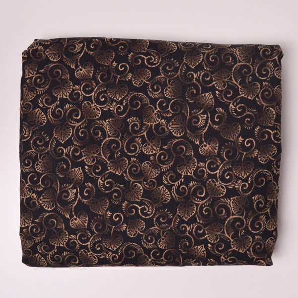 Alexander Henry Black + Brown Heart Vine Print Woven Fabric - 43" x 88"