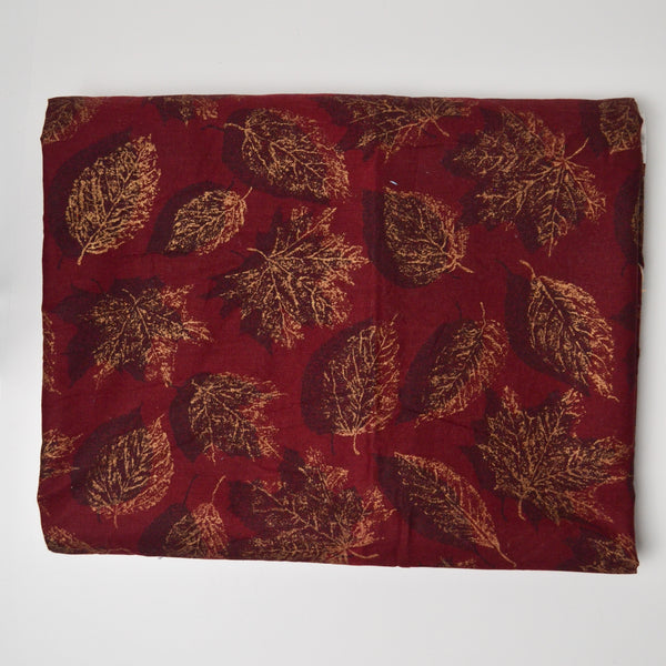 Red + Gold Leaf Print Woven Quilting Cotton Fabric - 44" x 140"