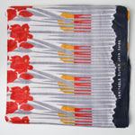 Black, Gray, Red + Yellow Floral Wax Print Woven Fabric - 45" x 90"
