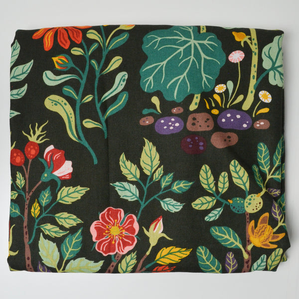 Black + Green Plant Illustration Print Ikea Curtain - 56" x 96"