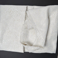 Off-White + SIlver Floral Jacquard Woven Fabric - 58" x 74"