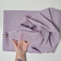 Lavender + Shiny Leaf Embellishment Sheer Flowy Fabric - 58" x 116"