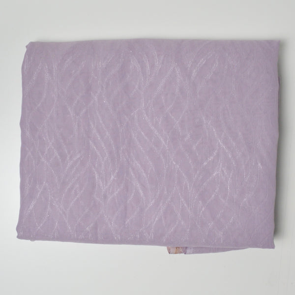 Lavender + Shiny Leaf Embellishment Sheer Flowy Fabric - 58" x 116"