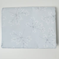 Gray + White Floral Print Polyester Canvas Woven Fabric - 60" x 76"
