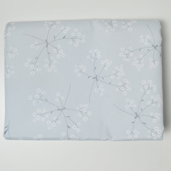 Gray + White Floral Print Polyester Canvas Woven Fabric - 60" x 76"