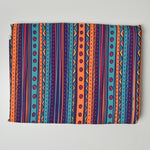 Purple, Teal + Orange Geometric Stripe Print Polyester Canvas Woven Fabric - 60" x 72"
