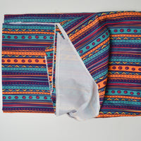 Purple, Teal + Orange Geometric Stripe Print Polyester Canvas Woven Fabric - 60" x 72"