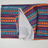 Purple, Teal + Orange Geometric Stripe Print Polyester Canvas Woven Fabric - 60" x 72"