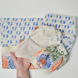 Off-White, Blue, Green + Orange Paisley Sheer Woven Fabric - 48" x 200"