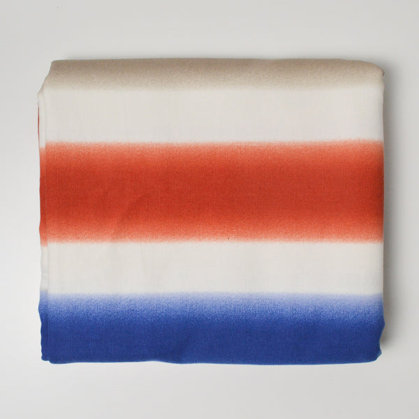 Red, White + Beige Gradient Stripe Print Canvas Woven Fabric - 55" x 82"