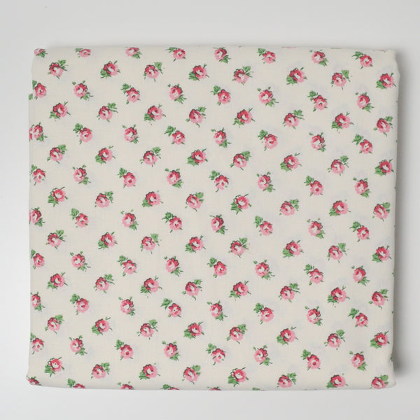 Laura Ashley White + Pink Rose Print Fabric - 56" x 118"