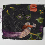 Black Woven Fabric Pillow, Stamped for Crewel Embroidery (Started) - 30" x 48"