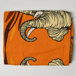 Orange, Yellow + Brown Elephant Wax Print Woven Fabric - 44" x 70"
