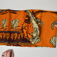 Orange, Yellow + Brown Elephant Wax Print Woven Fabric - 44" x 70"